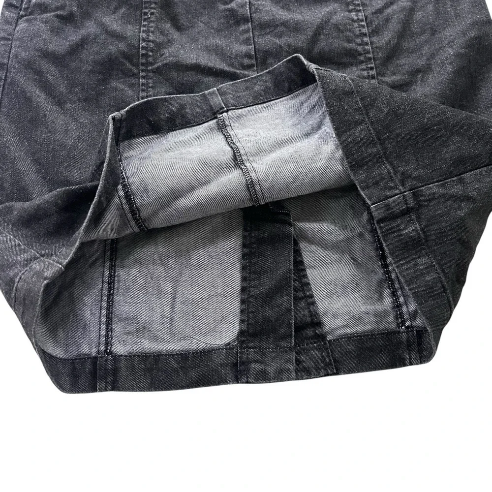 Talbots Womens Sz 2 Petites Black Gray Dark Wash Denim Stretch Pencil Jean Skirt